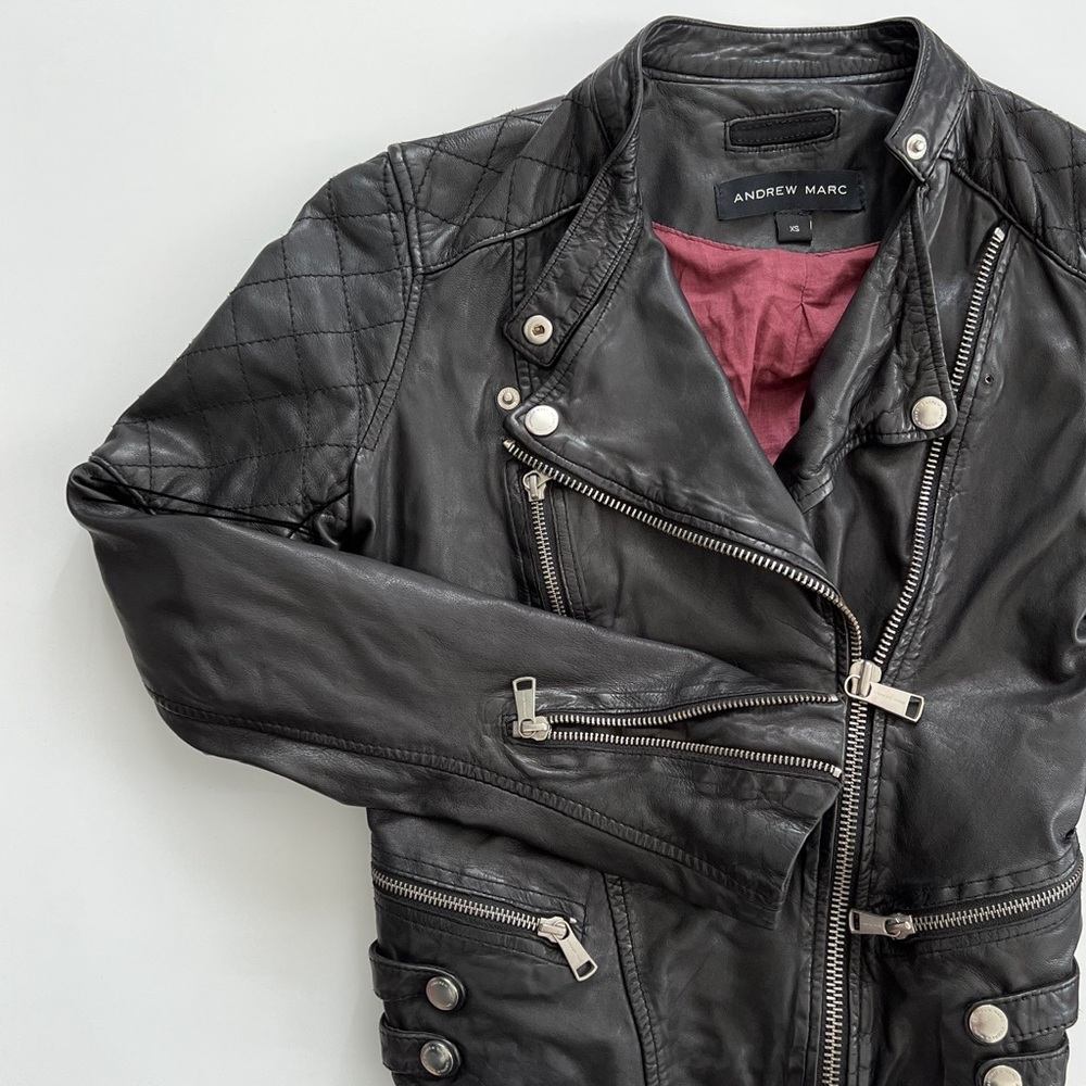 Andrew Marc Women's Quilted Black Leather Jacket